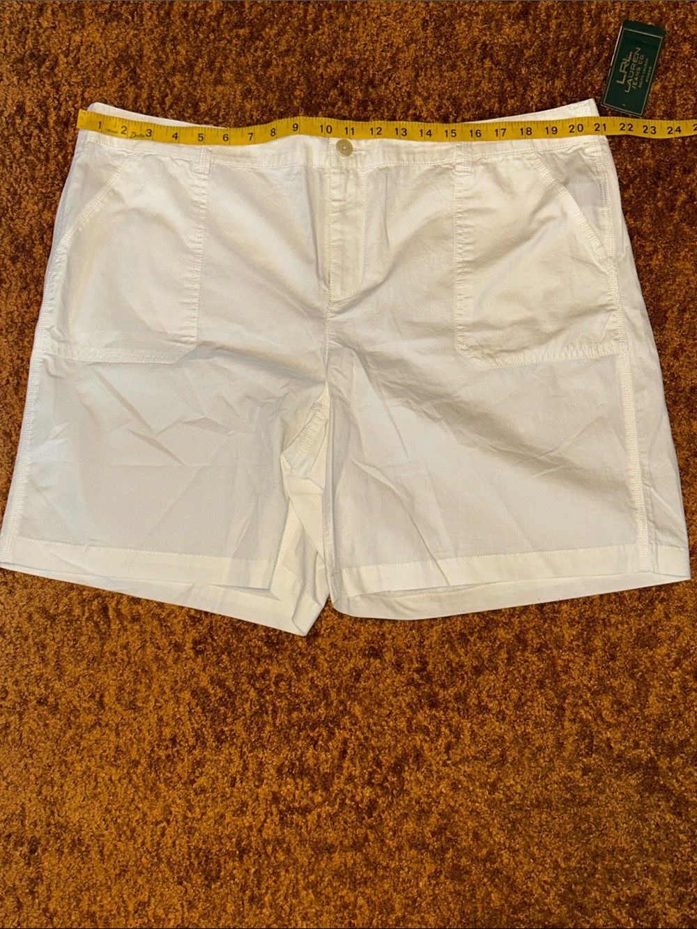 Lauren Ralph Lauren White Cotton Patch-Pocket Bermuda Shorts - Picture 2 of 8